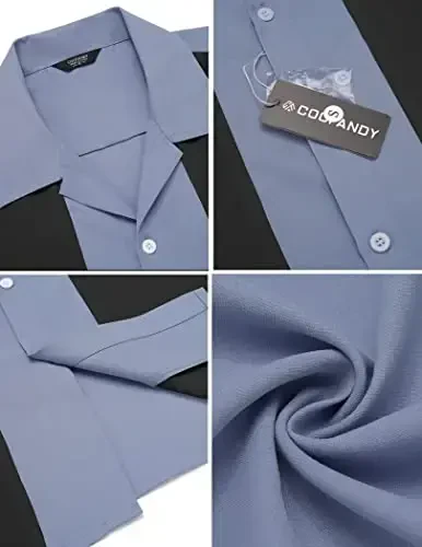 COOFANDY Men's Vintage Bowling Shirt Short Sleeve Button Down Summer Cuba Beach Shirts - 5