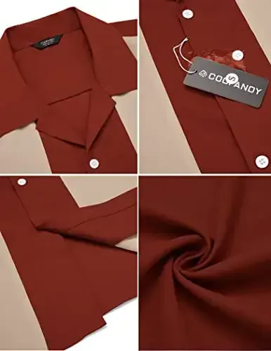 COOFANDY Men's Vintage Bowling Shirt Short Sleeve Button Down Summer Cuba Beach Shirts - 5