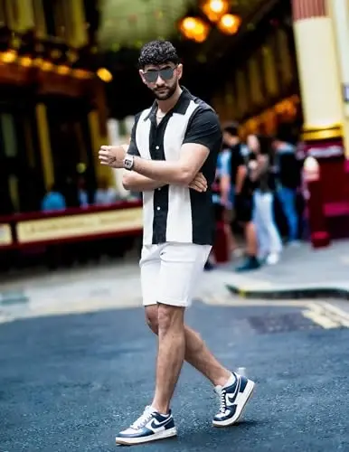 COOFANDY Men's Vintage Bowling Shirt Short Sleeve Button Down Summer Cuba Beach Shirts - 4