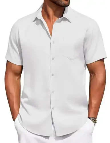 COOFANDY Men's Summer Beach Vacation Shirt Casual Button Down Short Sleeve Shirt Hawaiian Tropical Resort Wear - 1