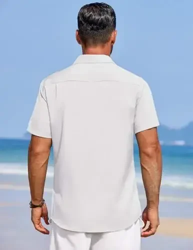 COOFANDY Men's Summer Beach Vacation Shirt Casual Button Down Short Sleeve Shirt Hawaiian Tropical Resort Wear - 6