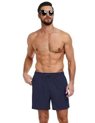COOFANDY Men Swim Trunk with Compression Liner 2 in 1 Swimwear Bathing Suit Quick Dry Board Short - COOFANDY