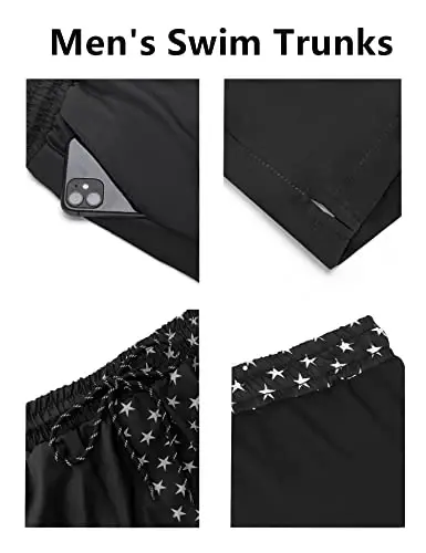 COOFANDY Men Swim Trunk with Compression Liner 2 in 1 Swimwear Bathing Suit Quick Dry Board Short - 4