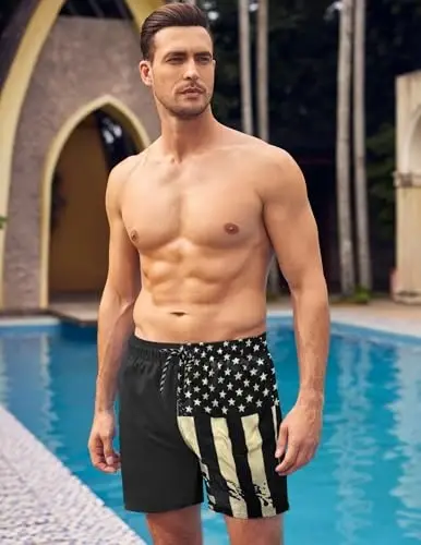 COOFANDY Men Swim Trunk with Compression Liner 2 in 1 Swimwear Bathing Suit Quick Dry Board Short 