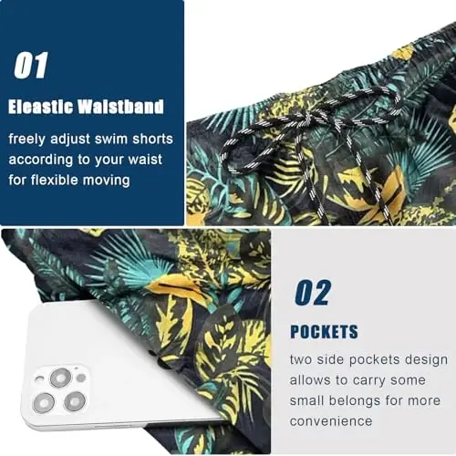 COOFANDY Men Swim Trunk with Compression Liner 2 in 1 Swimwear Bathing Suit Quick Dry Board Short - 4