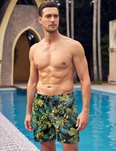 COOFANDY Men Swim Trunk with Compression Liner 2 in 1 Swimwear Bathing Suit Quick Dry Board Short - 2