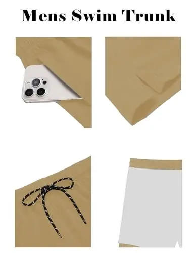 COOFANDY Men Swim Trunk with Compression Liner 2 in 1 Swimwear Bathing Suit Quick Dry Board Short - 4