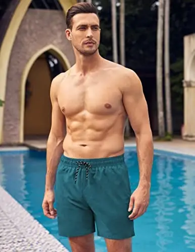 COOFANDY Men Swim Trunk with Compression Liner 2 in 1 Swimwear Bathing Suit Quick Dry Board Short - 2