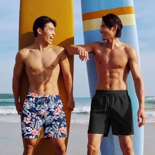 COOFANDY Men Swim Trunk with Compression Liner 2 in 1 Swimwear Bathing Suit Quick Dry Board Short - 2