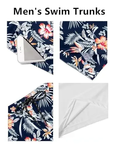 COOFANDY Men Swim Trunk with Compression Liner 2 in 1 Swimwear Bathing Suit Quick Dry Board Short - 4