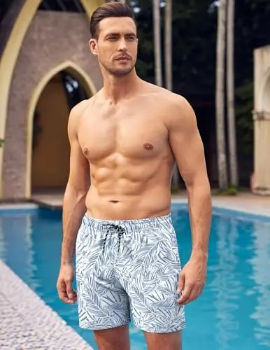 COOFANDY Men Swim Trunk with Compression Liner 2 in 1 Swimwear Bathing Suit Quick Dry Board Short - 1