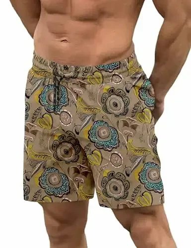 COOFANDY Men Swim Trunk with Compression Liner 2 in 1 Swimwear Bathing Suit Quick Dry Board Short - 4