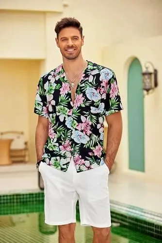 COOFANDY Hawaiian Shirts for Men Short Sleeve Casual Button Down Shirt Tropical Summer Beach Shirt - 2