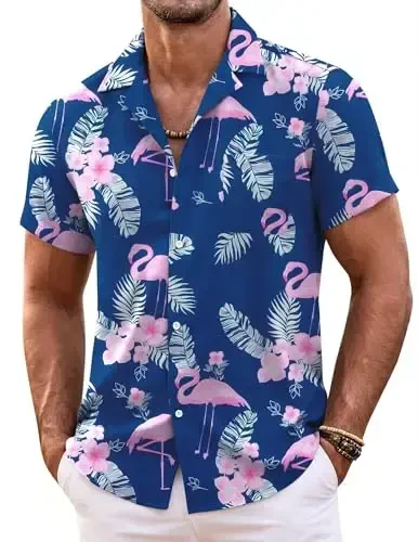 COOFANDY Hawaiian Shirts for Men Short Sleeve Casual Button Down Shirt Tropical Summer Beach Shirt - COOFANDY