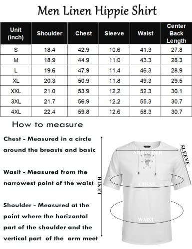 COOFANDY Men Casual Cotton Linen T Shirt Short Sleeve Beach Lace Up Hippie Shirt Yoga Renaissance Tunic - 5