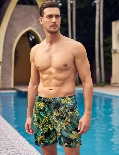 COOFANDY Men Swim Trunk with Compression Liner 2 in 1 Swimwear Bathing Suit Quick Dry Board Short - COOFANDY (1)