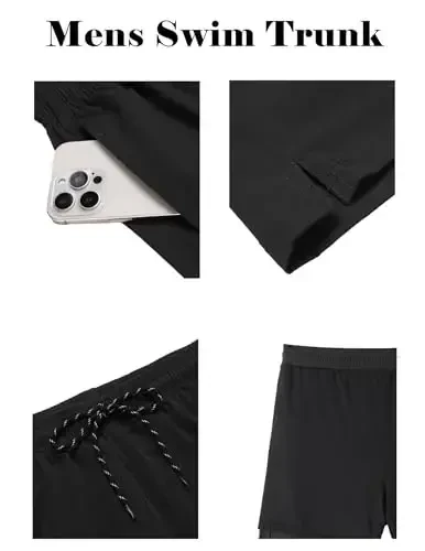 COOFANDY Men Swim Trunk with Compression Liner 2 in 1 Swimwear Bathing Suit Quick Dry Board Short - 4