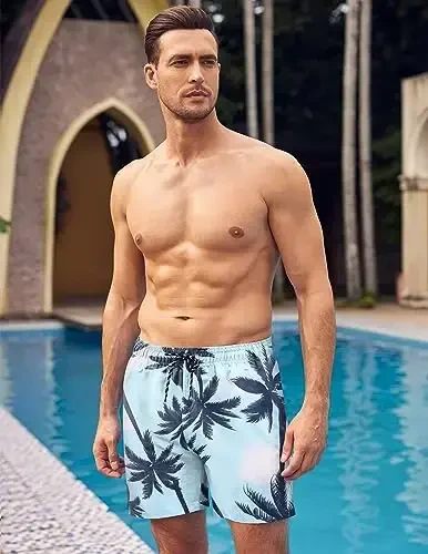 COOFANDY Men Swim Trunk with Compression Liner 2 in 1 Swimwear Bathing Suit Quick Dry Board Short - 2