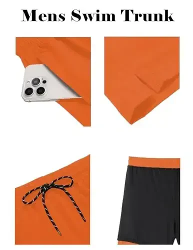 COOFANDY Men Swim Trunk with Compression Liner 2 in 1 Swimwear Bathing Suit Quick Dry Board Short - 4