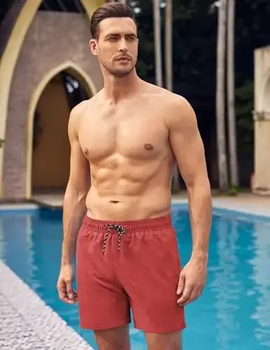 COOFANDY Men Swim Trunk with Compression Liner 2 in 1 Swimwear Bathing Suit Quick Dry Board Short - 2