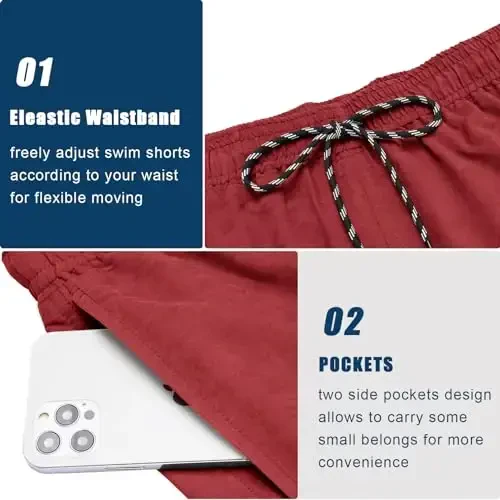 COOFANDY Men Swim Trunk with Compression Liner 2 in 1 Swimwear Bathing Suit Quick Dry Board Short - 5