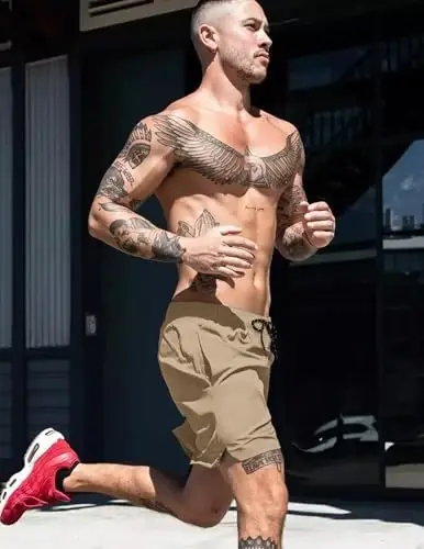 COOFANDY Men Swim Trunk with Compression Liner 2 in 1 Swimwear Bathing Suit Quick Dry Board Short - 3