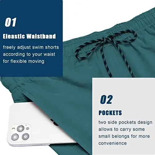 COOFANDY Men Swim Trunk with Compression Liner 2 in 1 Swimwear Bathing Suit Quick Dry Board Short - 5