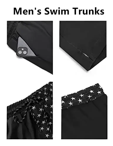 COOFANDY Men Swim Trunk with Compression Liner 2 in 1 Swimwear Bathing Suit Quick Dry Board Short - 4