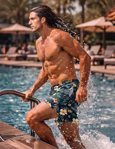 COOFANDY Men Swim Trunk with Compression Liner 2 in 1 Swimwear Bathing Suit Quick Dry Board Short - 4
