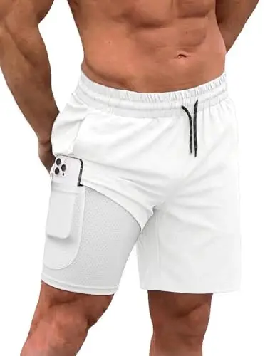 COOFANDY Men Swim Trunk with Compression Liner 2 in 1 Swimwear Bathing Suit Quick Dry Board Short - 1