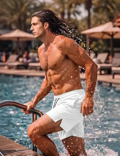 COOFANDY Men Swim Trunk with Compression Liner 2 in 1 Swimwear Bathing Suit Quick Dry Board Short - 3