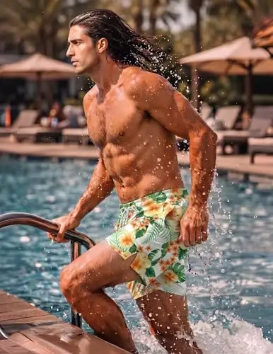 COOFANDY Men Swim Trunk with Compression Liner 2 in 1 Swimwear Bathing Suit Quick Dry Board Short - 4