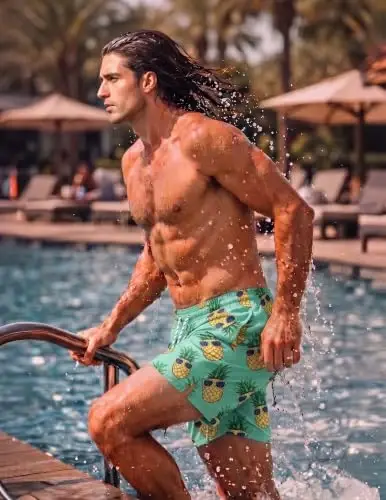 COOFANDY Men Swim Trunk with Compression Liner 2 in 1 Swimwear Bathing Suit Quick Dry Board Short - 3