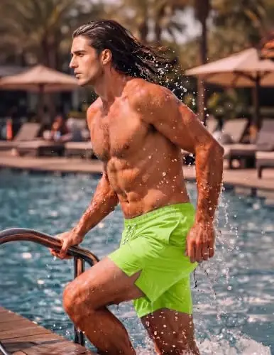 COOFANDY Men Swim Trunk with Compression Liner 2 in 1 Swimwear Bathing Suit Quick Dry Board Short - 3
