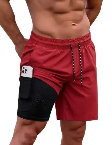 COOFANDY Men Swim Trunk with Compression Liner 2 in 1 Swimwear Bathing Suit Quick Dry Board Short - 1