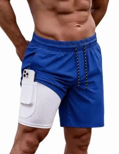 COOFANDY Men Swim Trunk with Compression Liner 2 in 1 Swimwear Bathing Suit Quick Dry Board Short - 1