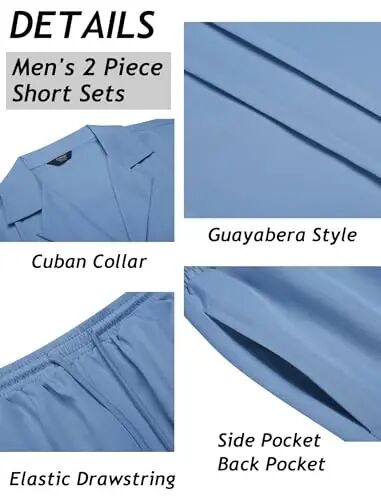 COOFANDY Mens 2 Piece Short Set Guayabera Button Down Shirt Casual Outfits | Shirt and Shorts Sets,Cuban Collar,Lightweight,Breathable and Solf,Casual Shirt,Summer Beach Vacation - 5