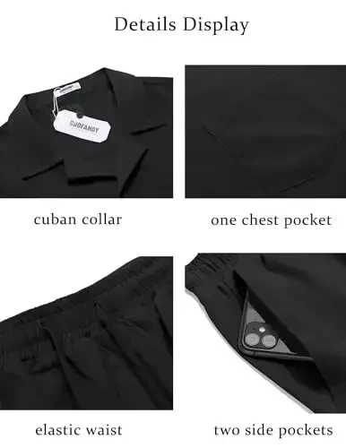 COOFANDY Men's 2 Pieces Casual Beach Outfits Short Sleeve Button Down Shirts Summer Short Set - 5
