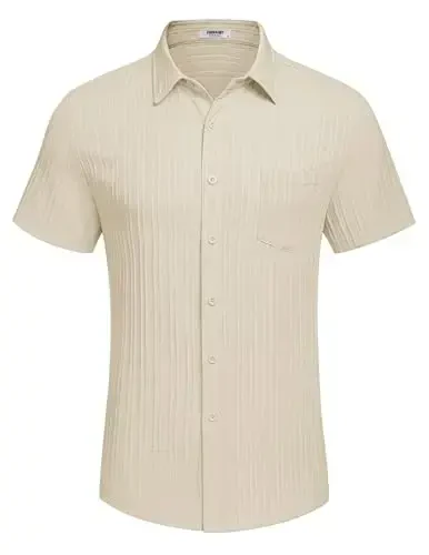 COOFANDY Mens Beach Shirt Short Sleeve Button Down Shirts Casual Cuban Collared Summer Vacation Tropical Shirts - 4