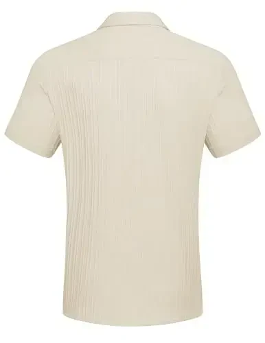 COOFANDY Mens Beach Shirt Short Sleeve Button Down Shirts Casual Cuban Collared Summer Vacation Tropical Shirts - 6