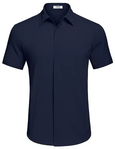 COOFANDY Mens Beach Shirt Short Sleeve Tugmalar Pastga Ko'ylaklar Kundalik Kuba Yoqali Yozgi Ta'til Tropik Ko'ylaklar - 5