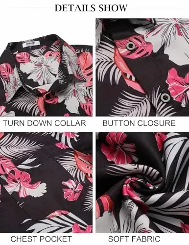 COOFANDY Mens Button Down Short Sleeve Shirt Casual Shirts Summer Beach Textured Shirts with Pocket - 6