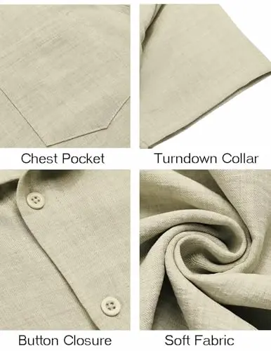 COOFANDY Mens Button Down Short Sleeve Shirt Casual Shirts Summer Beach Textured Shirts with Pocket - 5