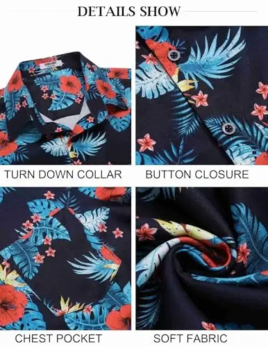 COOFANDY Mens Button Down Short Sleeve Shirt Casual Shirts Summer Beach Textured Shirts with Pocket - 6
