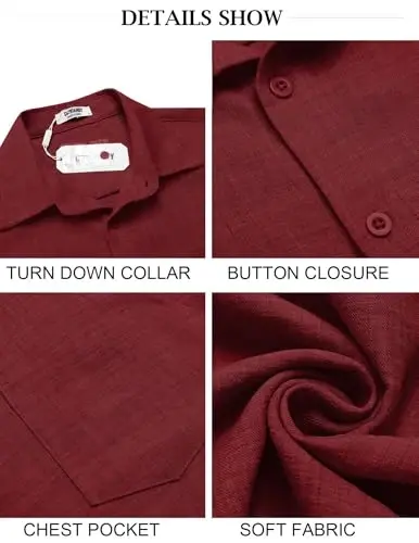 COOFANDY Mens Button Down Short Sleeve Shirt Casual Shirts Summer Beach Textured Shirts with Pocket - 6