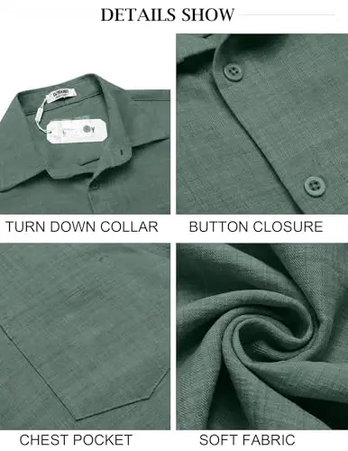 COOFANDY Mens Button Down Short Sleeve Shirt Casual Shirts Summer Beach Textured Shirts with Pocket - 6