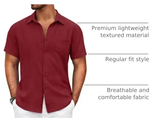 COOFANDY Mens Button Down Short Sleeve Shirt Casual Shirts Summer Beach Textured Shirts with Pocket - 4