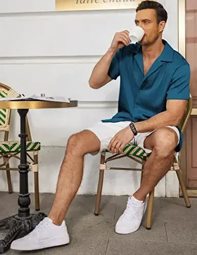 COOFANDY Men's Casual Button Down Shirts Short Sleeve Regular Fit Fashion Camp Beach Shirts Tops - 3