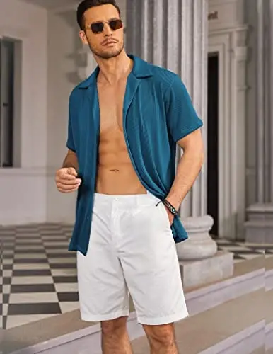 COOFANDY Men's Casual Button Down Shirts Short Sleeve Regular Fit Fashion Camp Beach Shirts Tops - 2