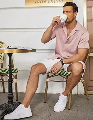 COOFANDY Men's Casual Button Down Shirts Short Sleeve Regular Fit Fashion Camp Beach Shirts Tops - 3